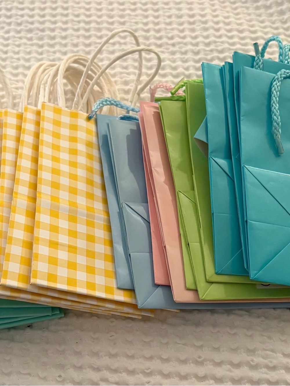 26 Pastel & Yellow Gingham Gift Bags - Multi-Color Party Favor Bags